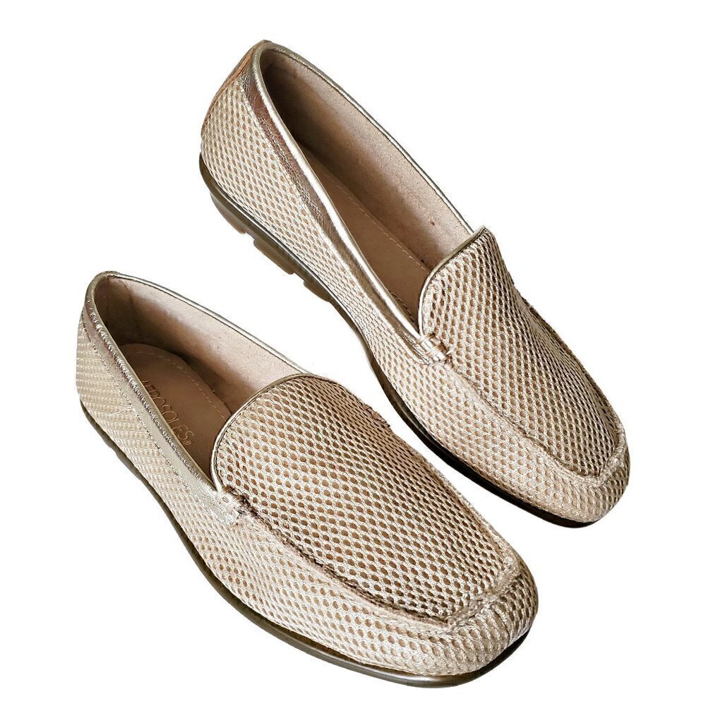 Aerosoles Web Browser Gold Metallic Flat Loafer Slip-On Loafers - NIB
